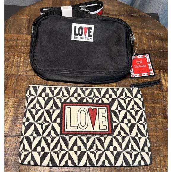 Brighton Handbags - Love Brighton Crossbody Bag Black Red Heart Strap NWT And Extra Makeup Bag